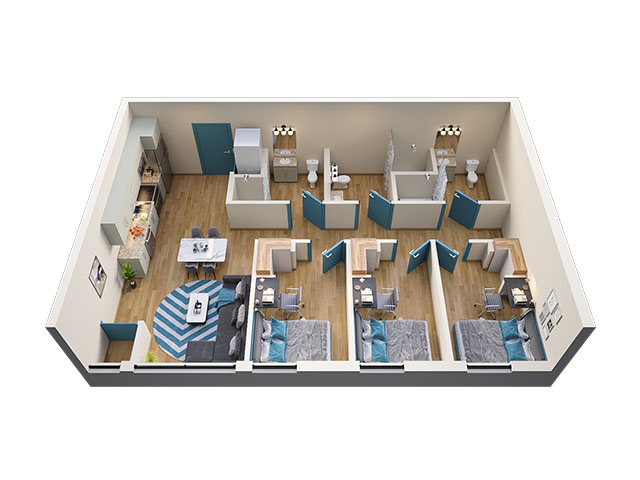 3/3 Type 1 Floor plan layout