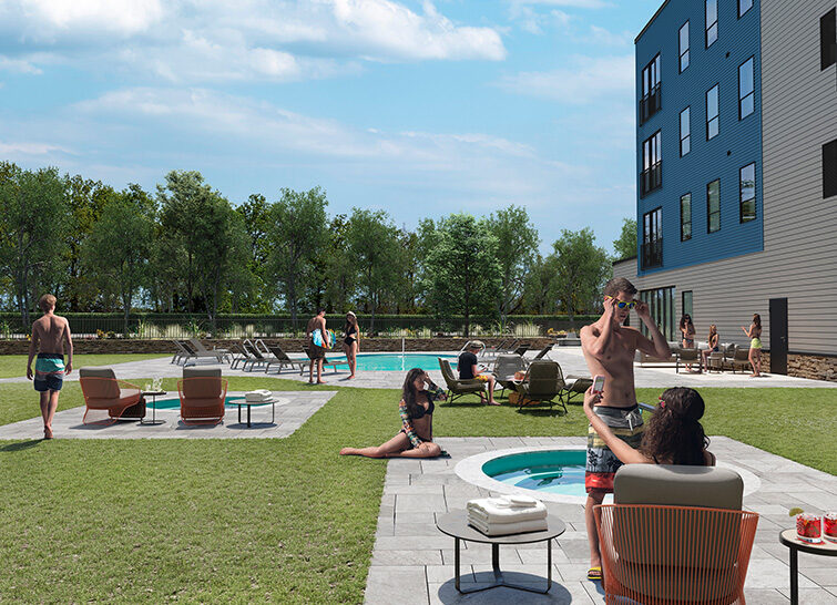 Residents Enjoying The Outdoor Pool Amenity